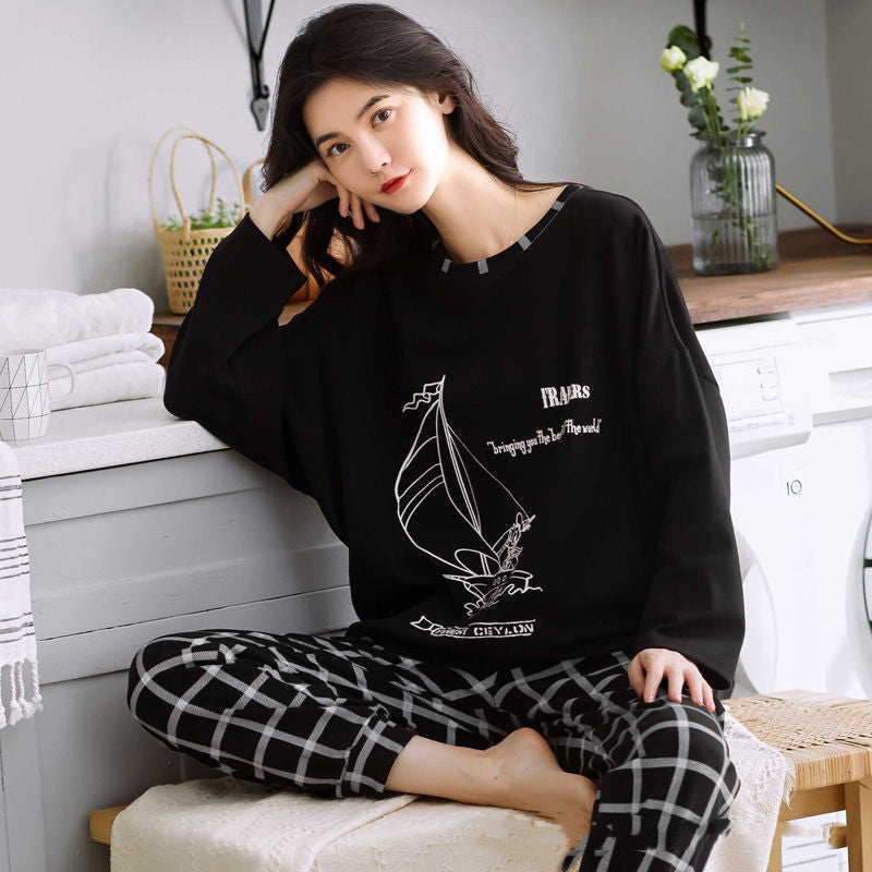 Long Sleeves Can Be Worn Outside At Home Women's Pajamas Suit