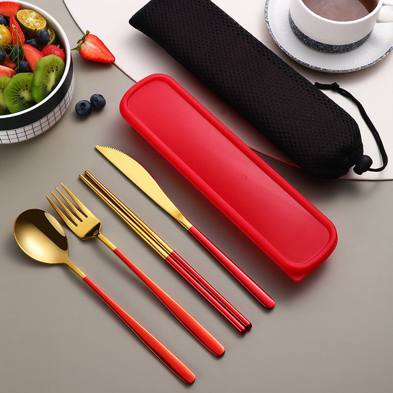 304 Stainless Steel Flatware Set With Case For Camping