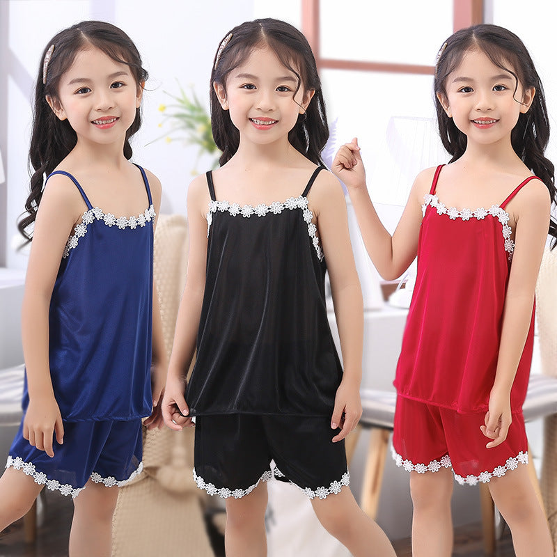 Girls Silk Look Pajamas Natural Relaxed Fit Polyester