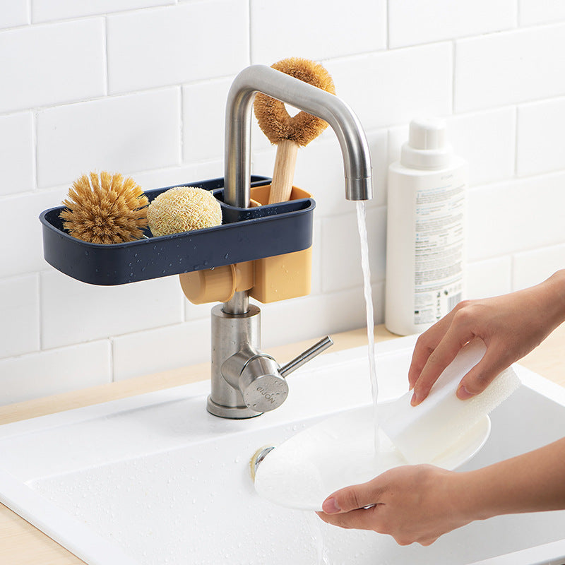 Adjustable Sink Shelf & Drain Rack – Soap, Sponge, Faucet Holder for Kitchen & Bathroom
