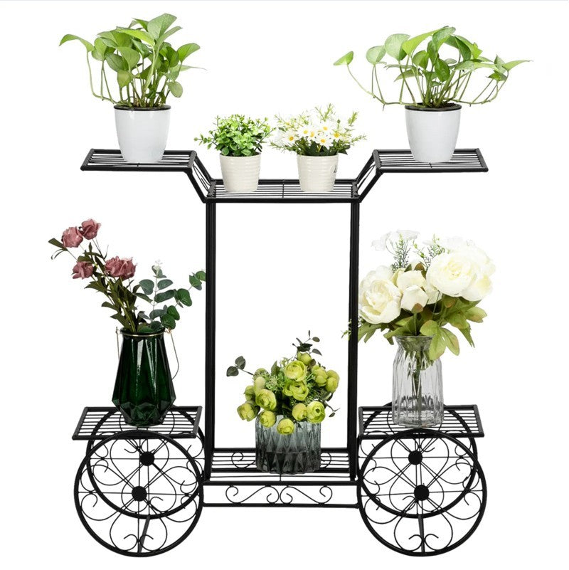 Artisasset Garden Cart Stand  Flower Pot Plant Holder Display Rack