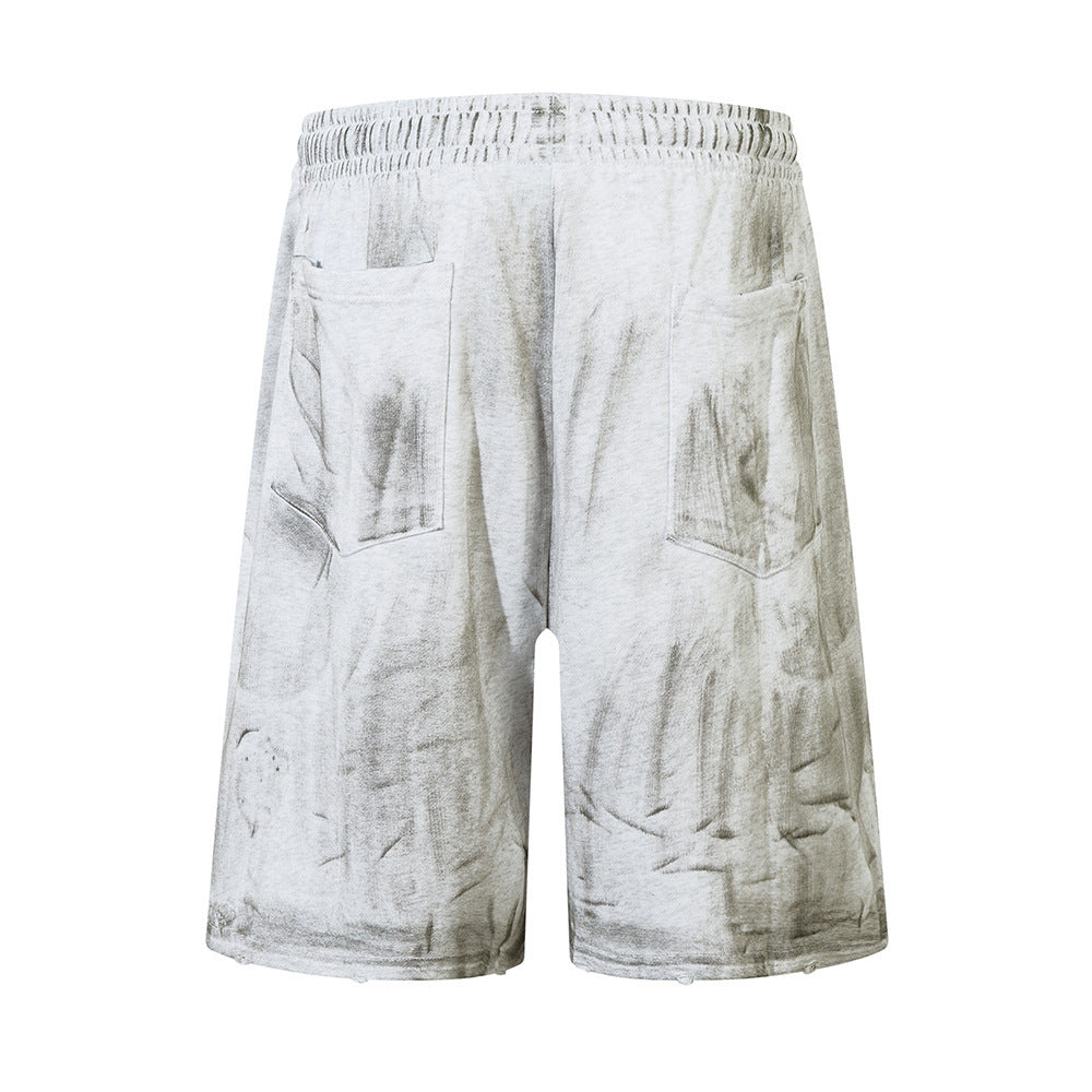 Men's Straight Ripped Distressed Cotton Denim Shorts