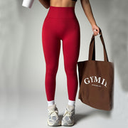 Women’s Wine Red Yoga Pants – Moisture-Wicking Nylon Spandex Trousers