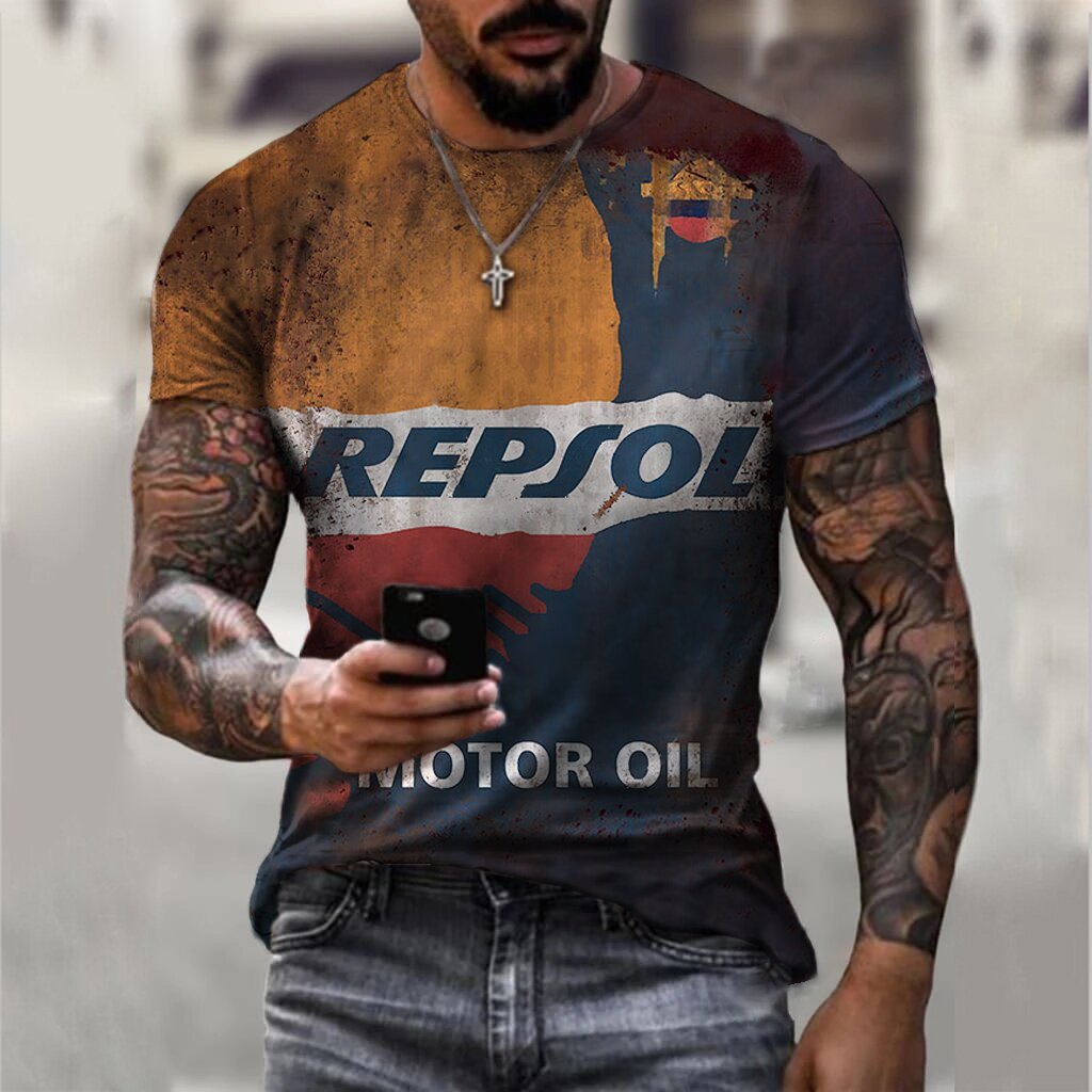 Men's Sports Round Neck Slim  Printed T-shirt