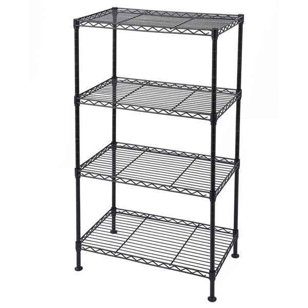 Four Layer Metal Household Shelf, Adjustable, 50X30X80cm, Black