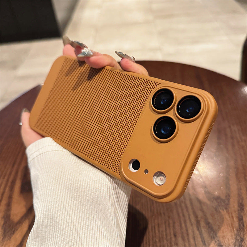 Heat Dissipation Mesh Phone Case with Lens Protector Breathable Frosted Cover for 17 Series