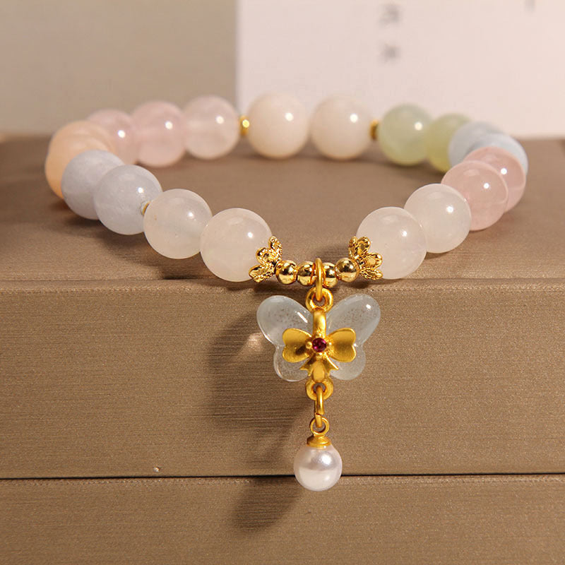 Candy Color Natural Morganite Bracelet Crystal Jade