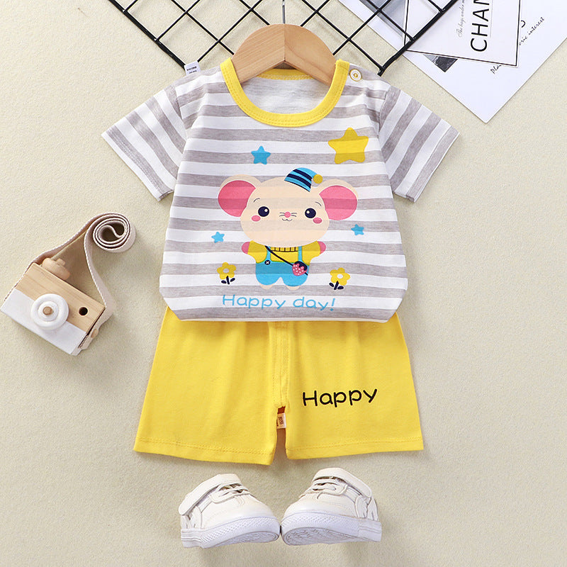Unisex Cotton Short Sleeve Tee and Shorts Set Relaxed Fit
