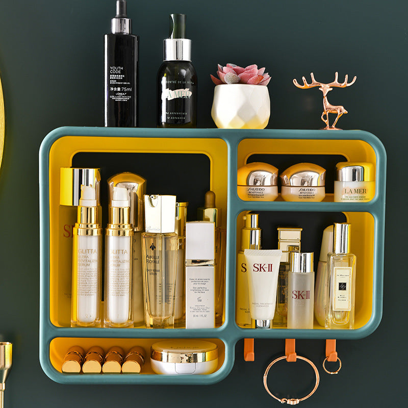 Dustproof Wall-Mounted Cosmetic Shelf – Bathroom Organizer Rack