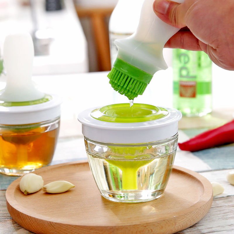Foldable Kitchen Oil Brush Bottle – Silicone Brush & Glass Dispenser for Easy Cooking
