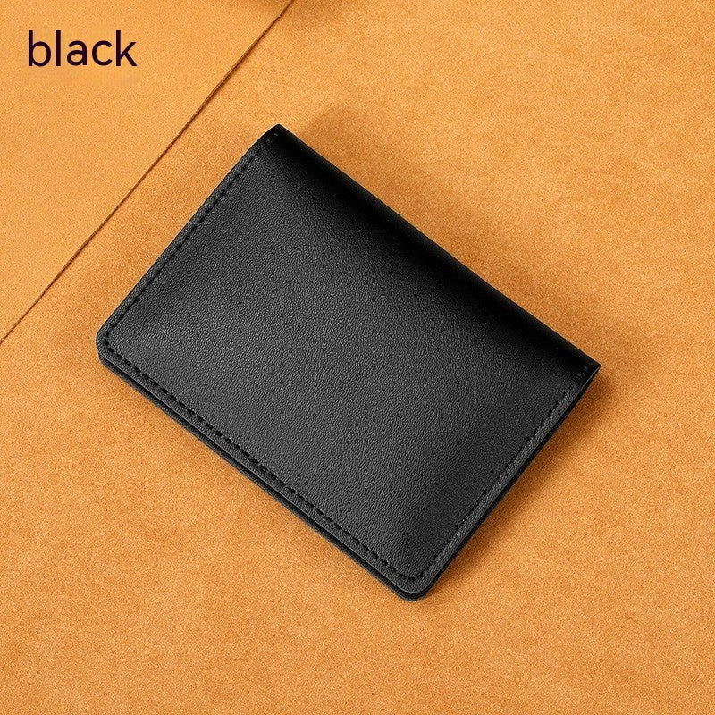 Slim Solid Ultra Thin Cowhide Leather Card Holder Unisex