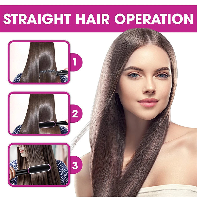 2-in-1 Hair Straightener & Hot Comb – Dual-Purpose Negative Ion Electric Curling Brush