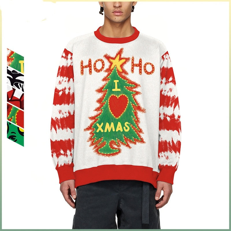 Men’s Fashion Christmas Tree Striped Digital Printing Couple Sweater – Street Style Holiday Wear