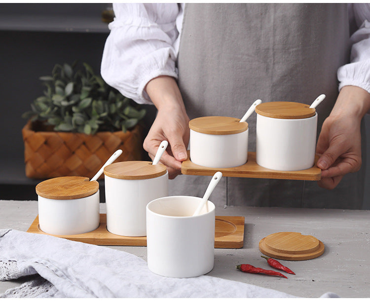 Chinese Creative Ceramic Seasoning Jar Set – Elegant Spice Storage