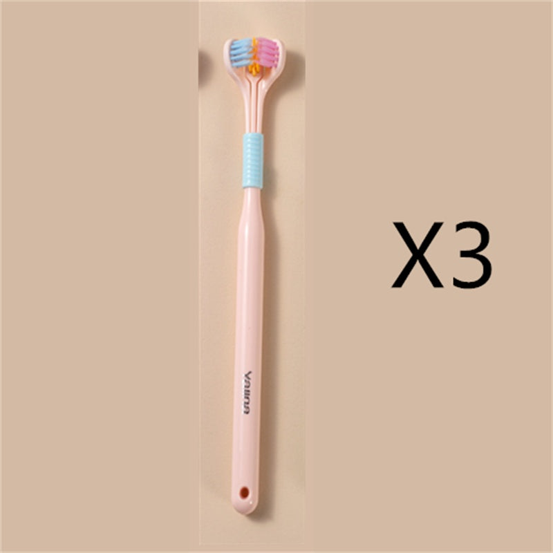 Three-Sided Macaron Soft Bristle Toothbrush – Deep Clean, Safe & Portable