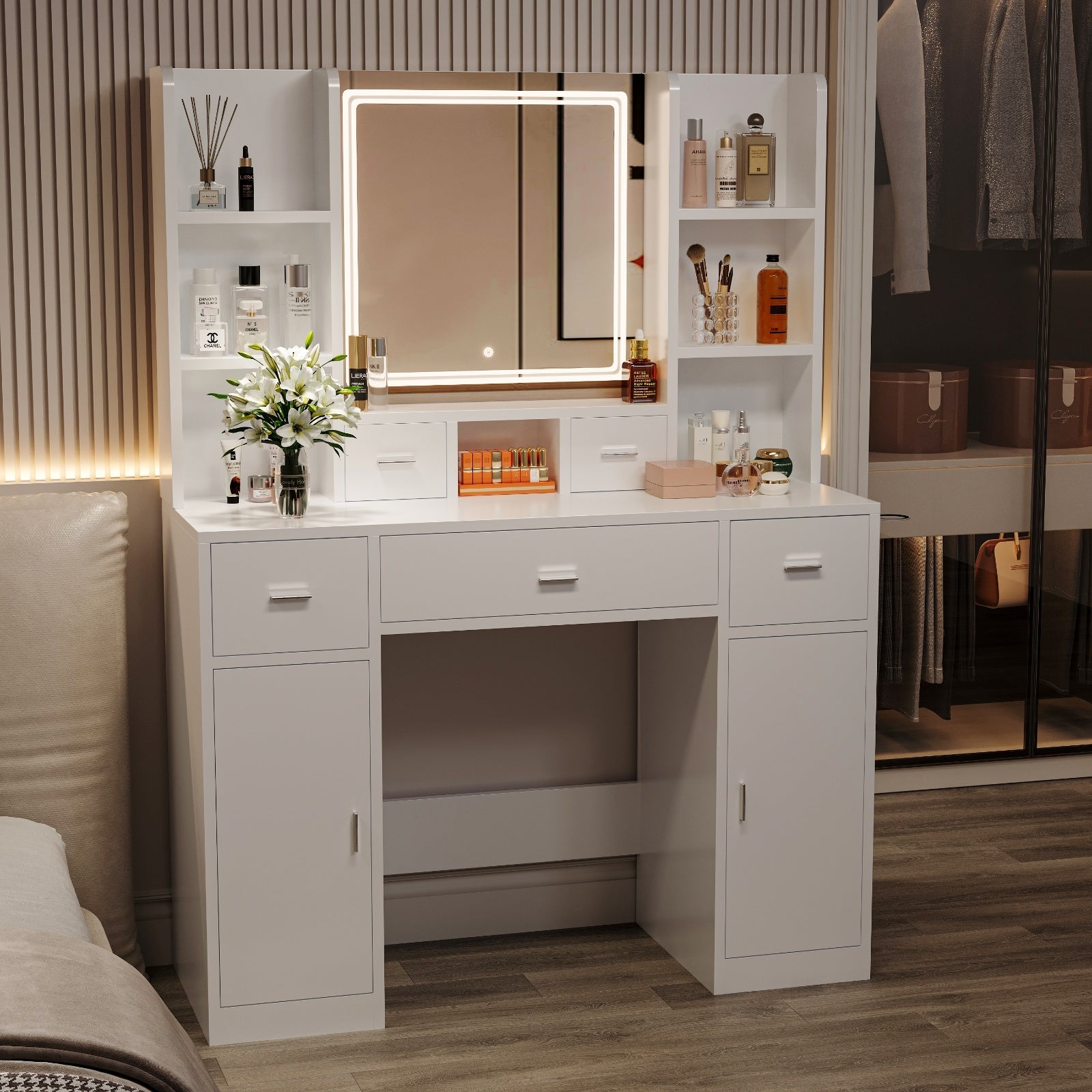 Smart Mirror Dressing Table With Drawers And Storage Cabinet