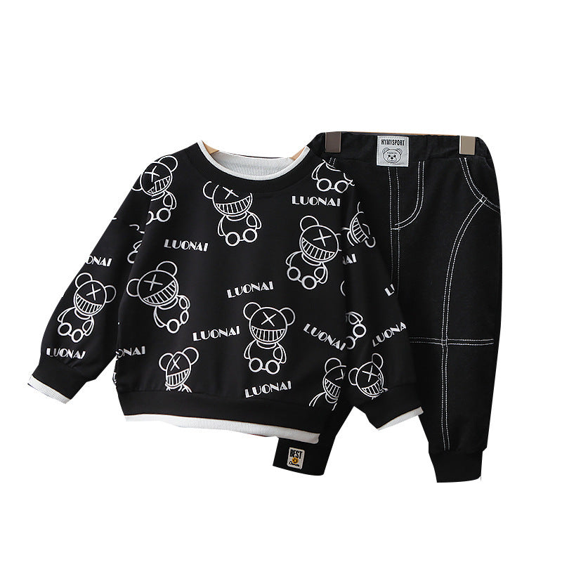 Fashion Personality Boy Korean Version Full Print Bear