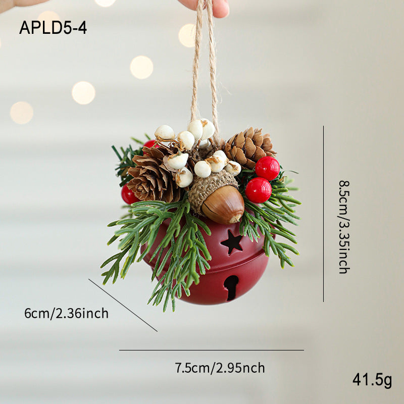 Jingling Bell Antlers Bowknot Pine Cone Mixed Pendant Show Window Hangings