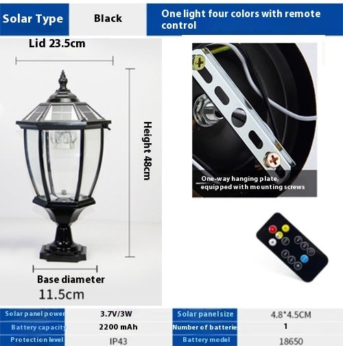 Solar Pillar Lamp Outdoor Waterproof