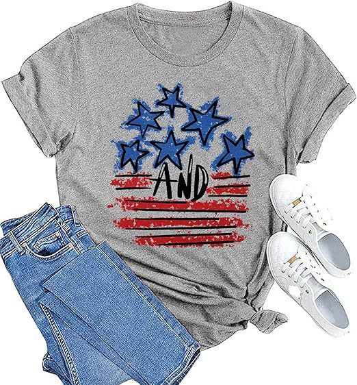 3D Digital Printing American Flag Women T-shirt