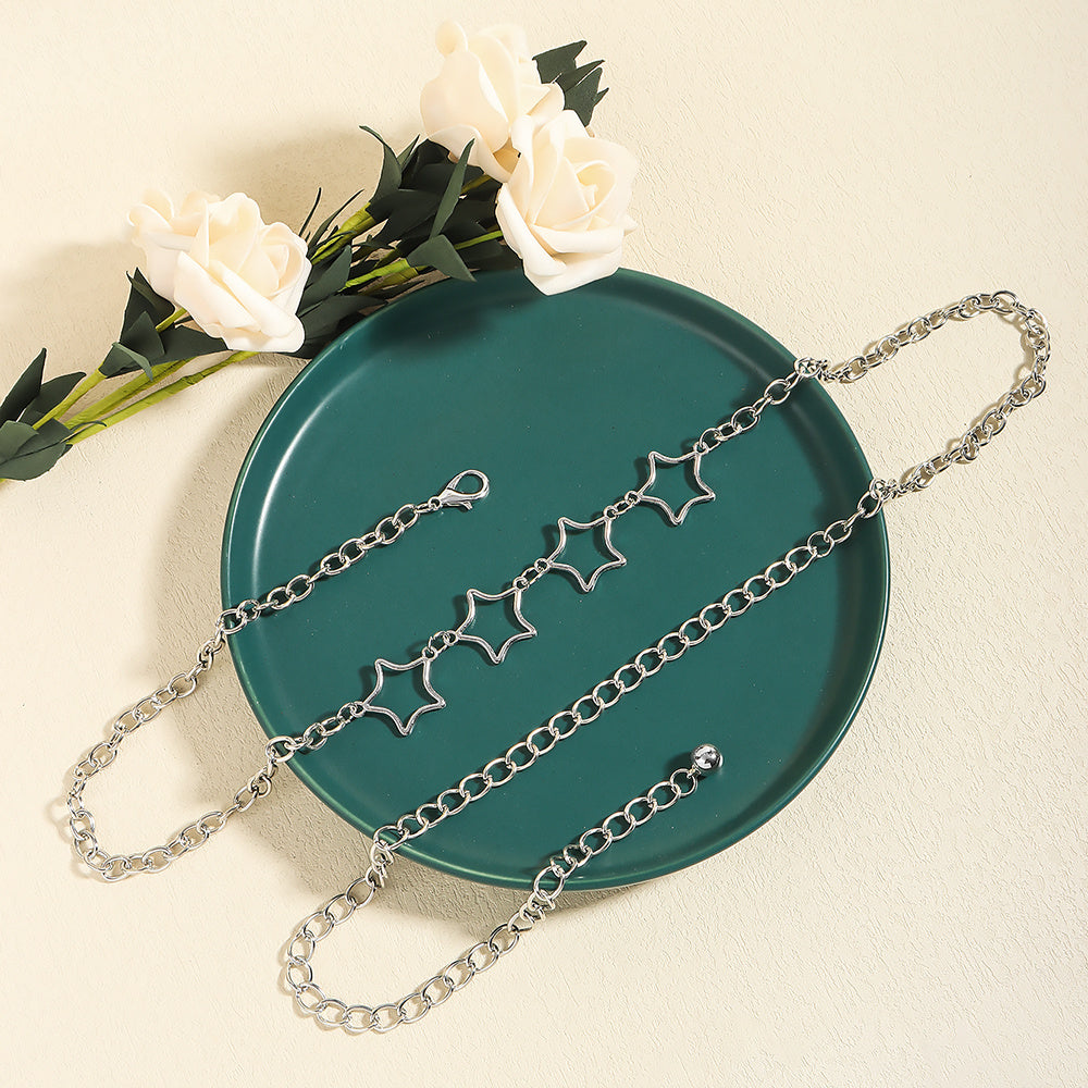 Women's Five-Pointed Star Metal Waist Chain for Dresses and Jeans