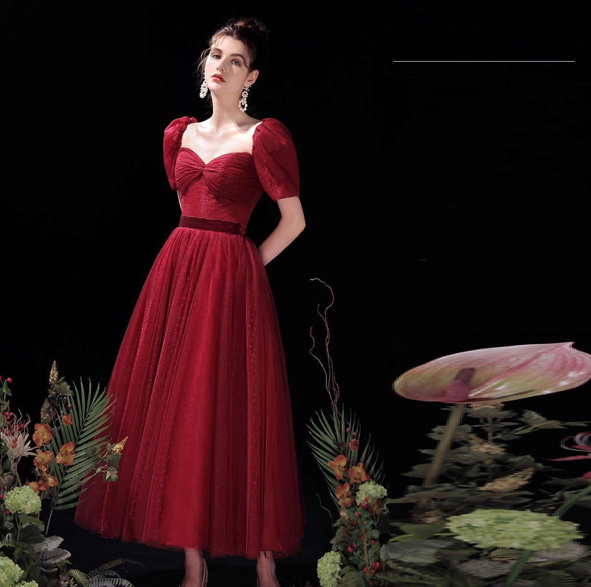 New Red French Dress Wedding Engagement Dress
