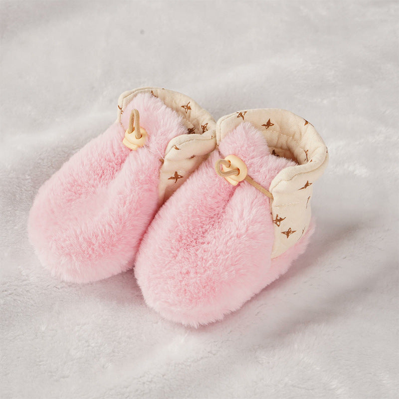 Baby Furry Children's Soft Sole Adjustable Floor Shoes