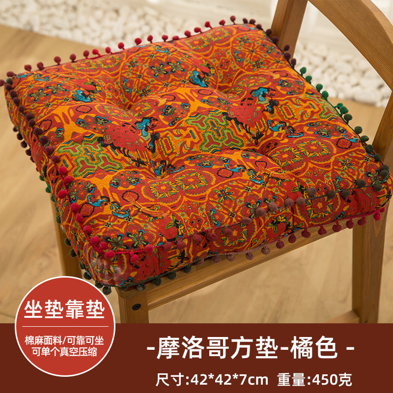 Cotton And Linen Fabric Floor Cushion Large Thickened Square Seat Cushion