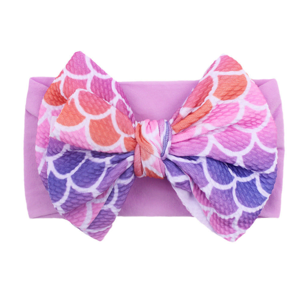 Nylon Bow Hair Band Baby Cute Soft Bow Printed Headband Baby Headscarf