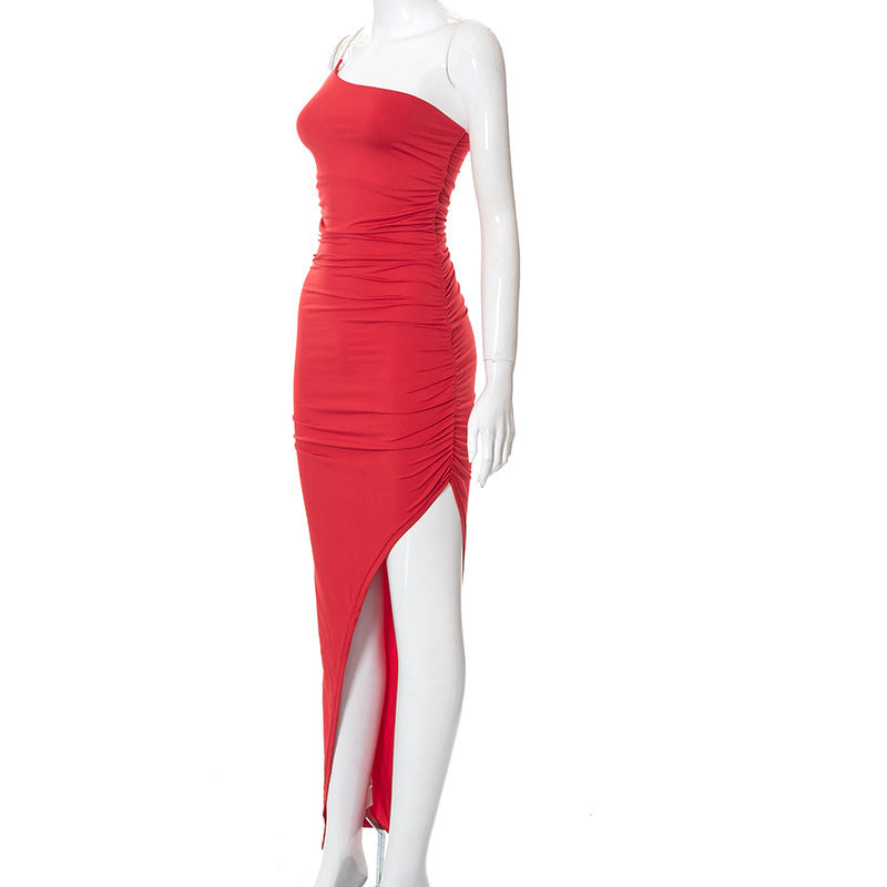 Irregular Dress With Hips And Casual European And American Style