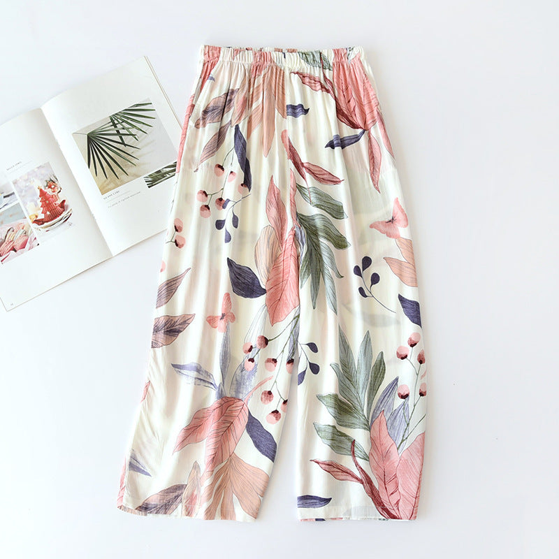 Women’s Lounge Pants – Loose Casual Home Trousers, Soft Elastic Waist with Pockets