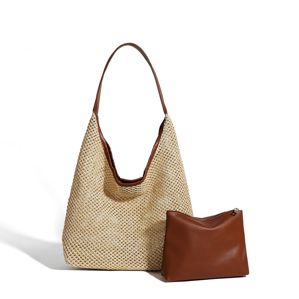 Retro Straw Woven Tote Bag – Large Capacity Shoulder Beach Bag