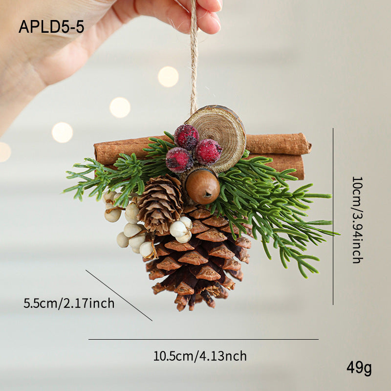 Jingling Bell Antlers Bowknot Pine Cone Mixed Pendant Show Window Hangings