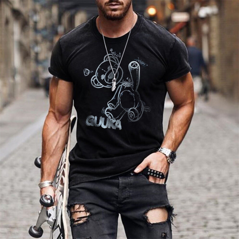 Casual Round Neck Short Sleeve 3D Digital Printing T-shirt