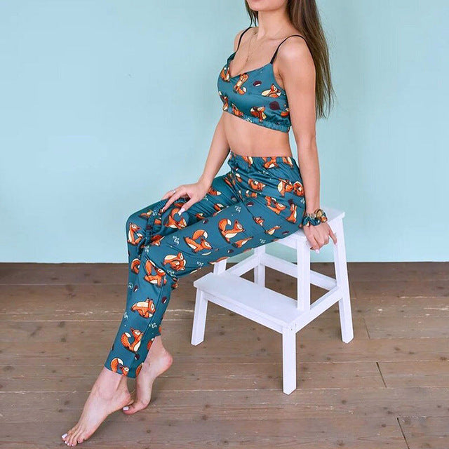 Women's Two Piece Lace Homewear with Rabbit Fur Blend