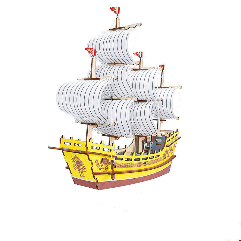 3d Boat Simulation Model Hand Assembled Wooden Ornaments