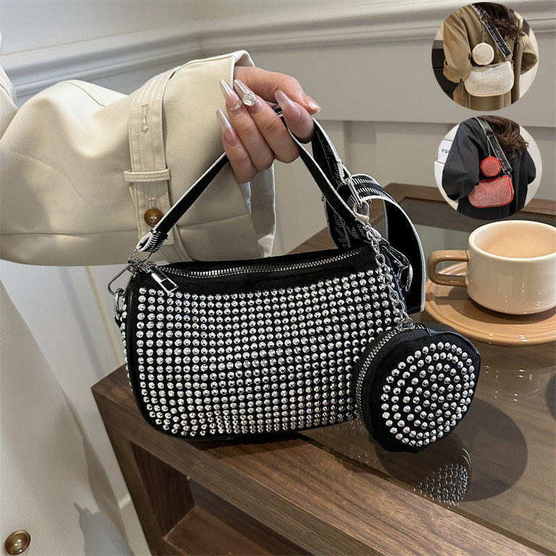 Women's Oxford Cloth Rhinestone Crossbody Shoulder Bag