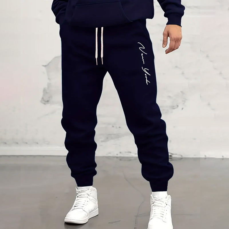 Men’s Casual Letter Print Sports Pants – Tapered Jogger Trousers