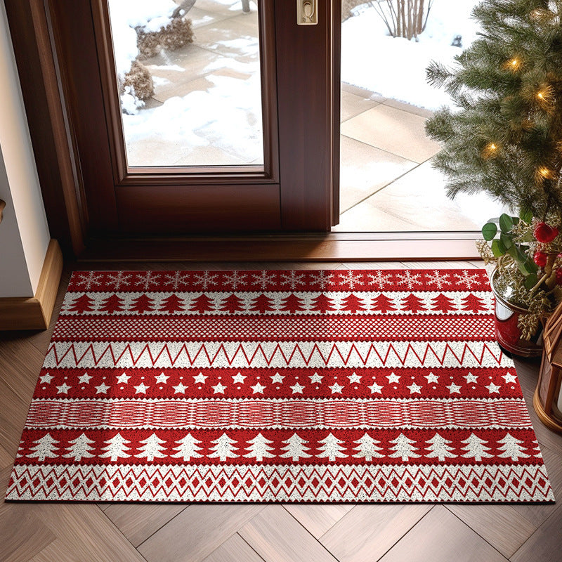 Household Home Floor Mat Non-slip Stain-resistant Wear-resistant Christmas Floor Mat Washable PVC Loop Floor Mat