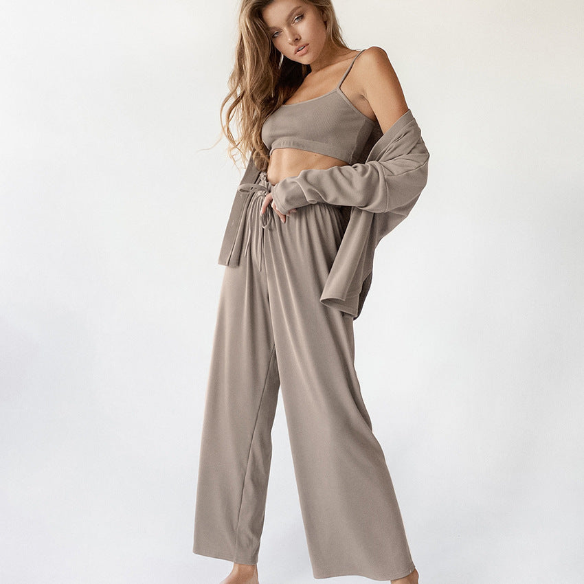 Women's Pajamas Vest Three-piece Homewear