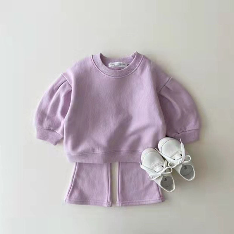 Korean Style Baby Clothing Set – Spring and Autumn Cotton Sweater and Pants Two-Piece Outfit for Infant Girls and Toddlers