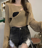 Hollow Out Sunscreen Blouse Women Thin Style Is Lazy