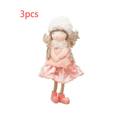 Christmas Lace Angel Doll Pendant with Snowflake for Tree and Window Decorations