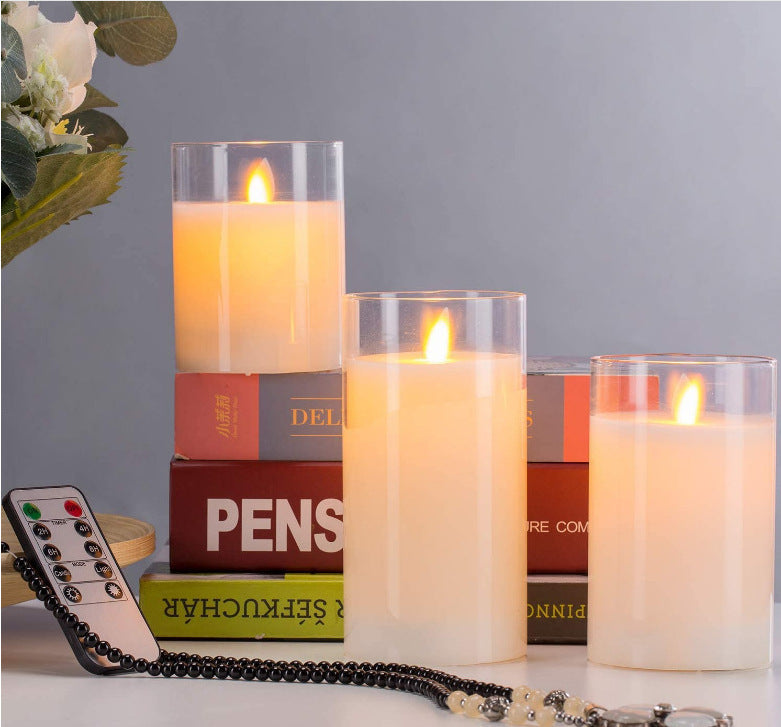 LED Candle Light with Glass Shade Simulation Flameless Decorative Lamp