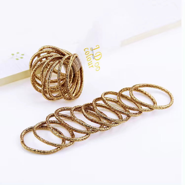 10-pack High Elastic Shiny Children's Thumb Rubber Band Gold Leaf Hair Band Accessories
