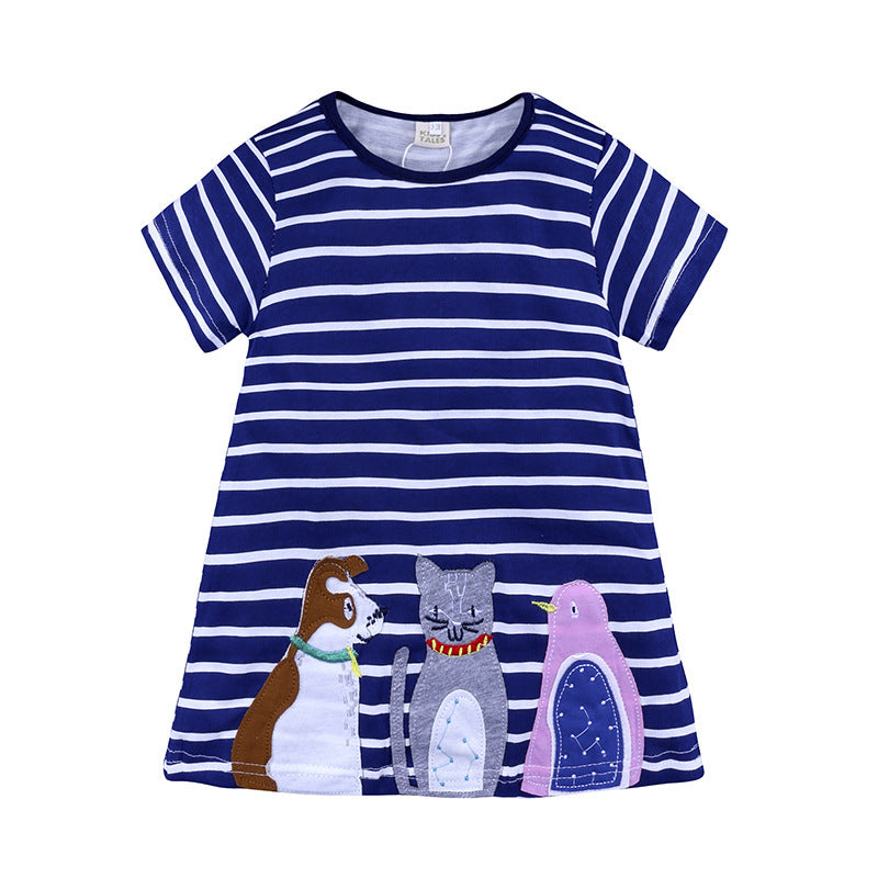 Girls' Skirt Cartoon Printed Cotton Dress
