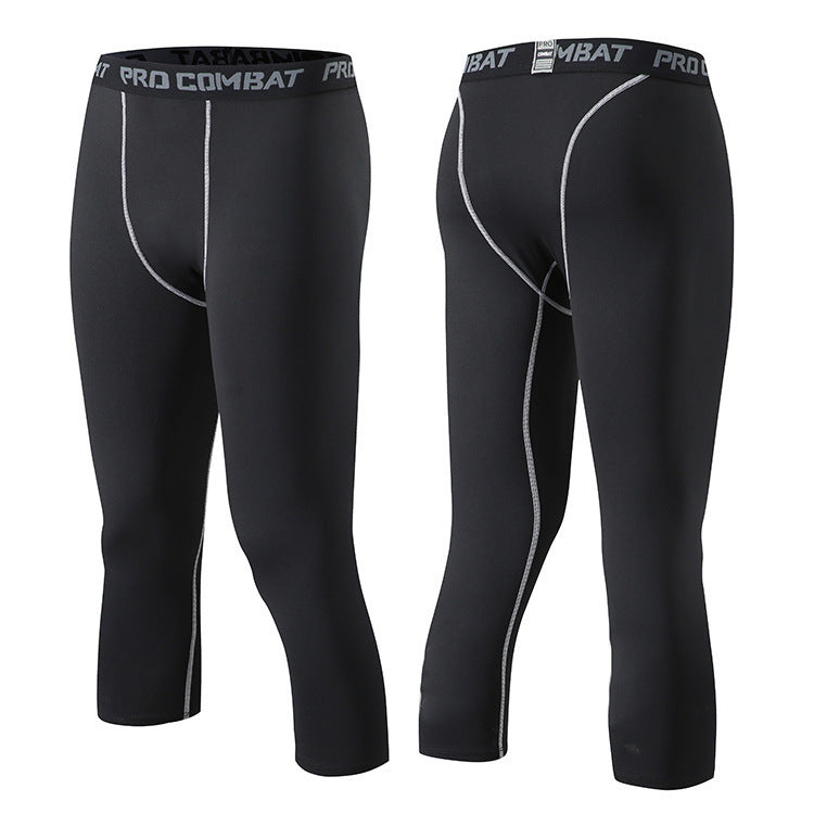 Men’s Cropped Sports Training Tights – Quick-Dry Running Leggings