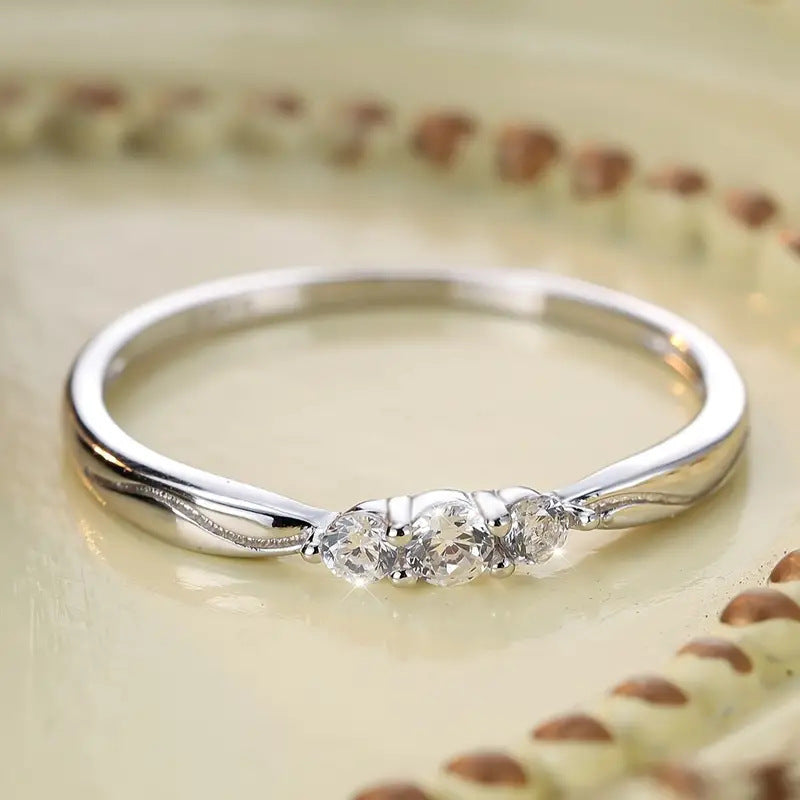 Women’s Ripple Wave Ring – S925 Sterling Silver White Gold Plated