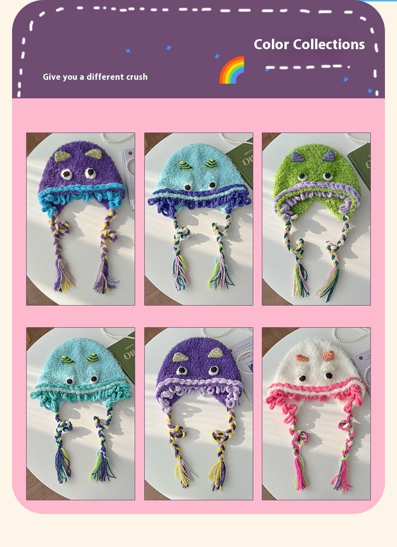 Versatile Plush Dome-Shaped Cartoon Monster Hat for Kids and Adults