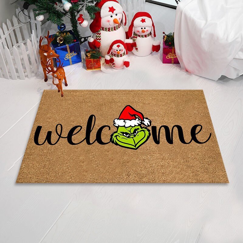 New Cartoon Christmas Letters Doorway Mat Kitchen Water Absorbent Ottoman